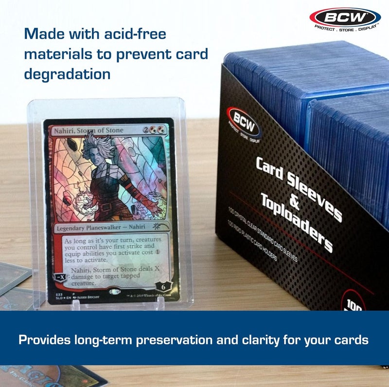 BCW Card Sleeves and Toploaders for Card Combo - 100 Count | Premium Top Loaders and Acid-Free Penny Sleeves | Great for Football, Magic: The Gathering, Pokémon, and Baseball Card Protectors - Image 5